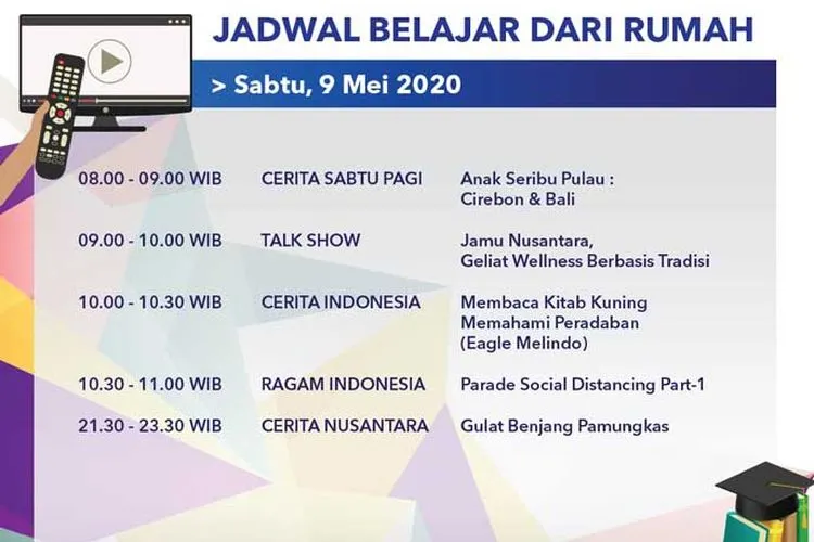 Jadwal Belajar dari Rumah TVRI Sabtu 9 Mei 2020. (Twitter TVRI)