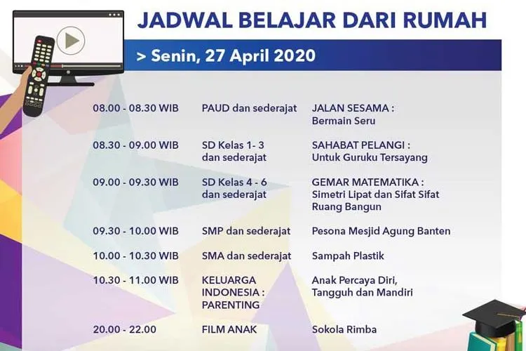 Jadwal Belajar dari Rumah Senin 27 April 2020 (Twitter TVRI)