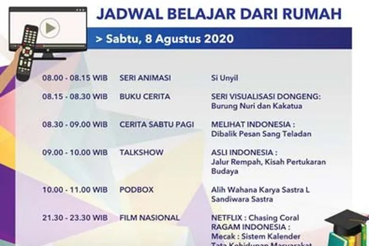 Jadwal Belajar dari Rumah TVRI Sabtu 8 Agustus 2020. (Twitter TVRI)