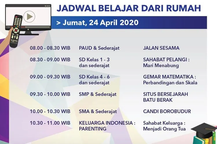 Jadwal Belajar dari Rumah TVRI Jumat 24 April 2020. (Twitter TVRI)