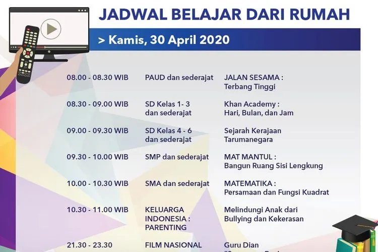 Jadwal Belajar dari Rumah TVRI Rabu 28 April 2020. (Twitter TVRI)