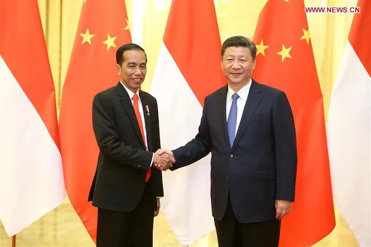 Presiden Jokowi bersalaman dengan Presiden China Xi Jinping/Xinhua (Yao Dawei)