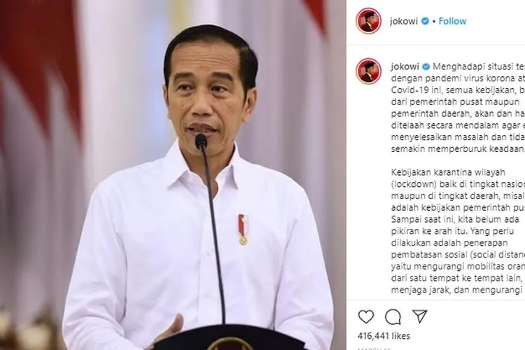 Presiden Jokowi. Instagram: @jokowi