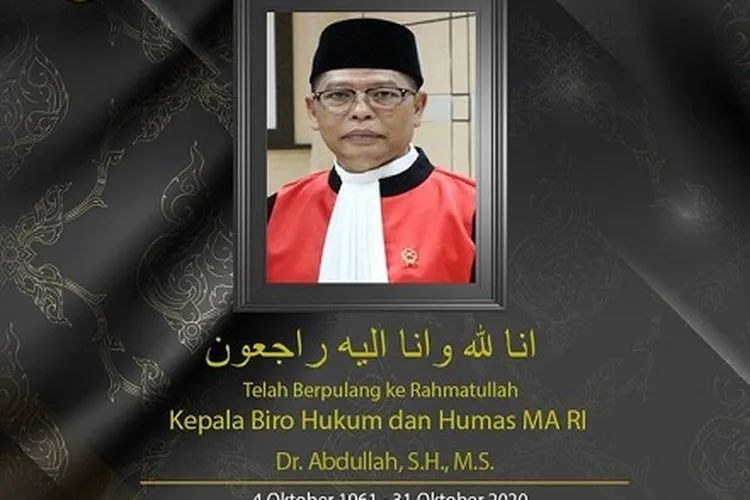 Kepala Biro Hukum (Kabiro) dan Humas Mahkamah Agung RI, Dr Abdullah wafat. (dok)