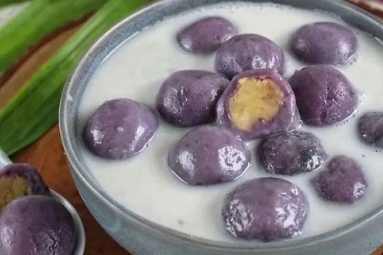 Resep Kolak Candil Ubi Ungu Isi Kacang Hijau. (Instagram/@numpangsaveresep.id)