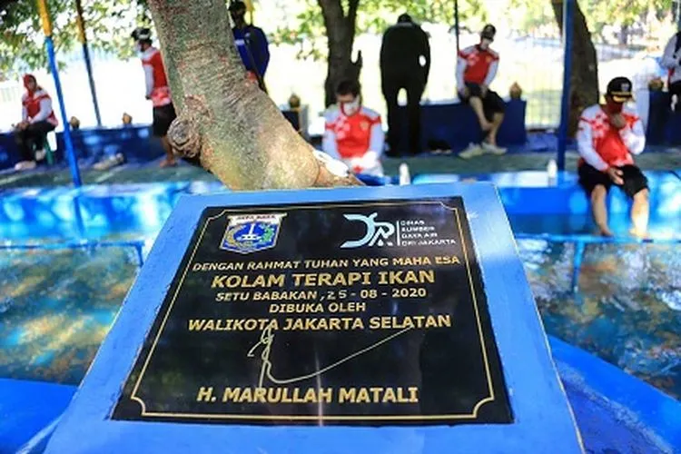 Wali Kota Jaksel Marullah Matali meresmikan kolam ikan terapi di Setu Babakan, Jagakarsa, Selasa (25/8/2020). (dok: Kominfotik Jaksel)