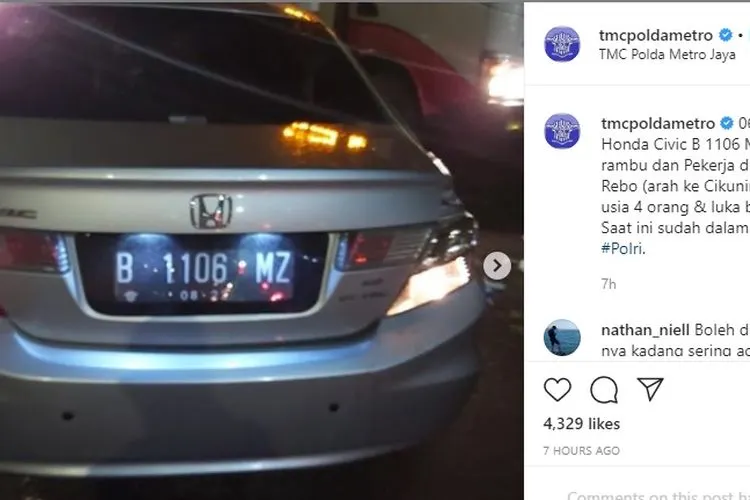 Kecelakaan di Tol JORR tewaskan 4 pekerja jalan tol. instagram: @tmcpoldametro