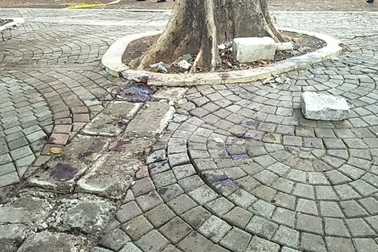 Tempat kejadian perkara ledakan granat asap di kawasan taman Monas yang melukai dua orang anggota TNI pada Selasa pagi (3/12/2019). (Ayojakarta.com/Aprilia Rahapit)