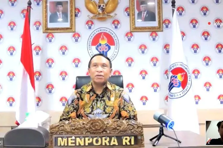 Menteri Pemuda dan Olahraga (Menpora) Zainudin Amali saat jumpa pers secara virtual, Senin (28/12/2020). (Ayojakarta/Budi Cahyono)