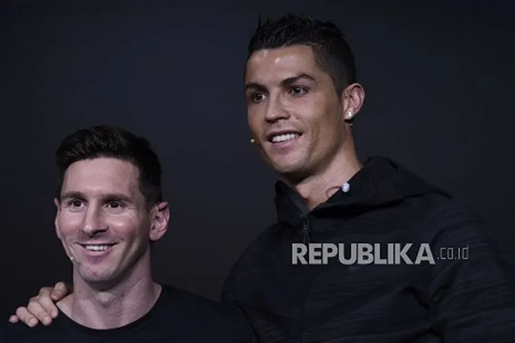Bintang asal Argentina Lionel Messi (kiri) dan Cristiano Ronaldo bintang dari Portugal.  Foto: EPA-EFE/VALERIANO DI DOMENICO