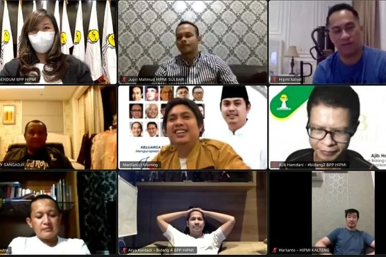 Forum Ketum BPP dan BPD HIPMI se-Indonesia secara online melalui virtual zoom (Media Hipmi)