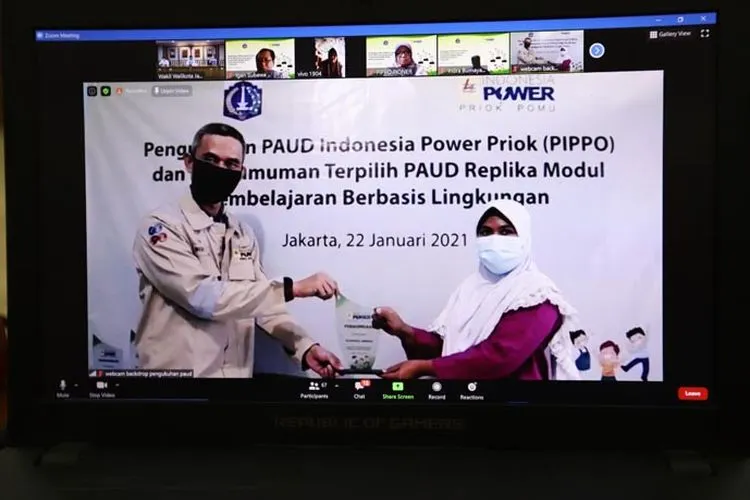 Acara pengukuhan dan pengumuman terpilih PAUD replika modul pembelajaran berbasis lingkungan yang dilaksanakan secara virtual/dok: utara.jakarta.go.id