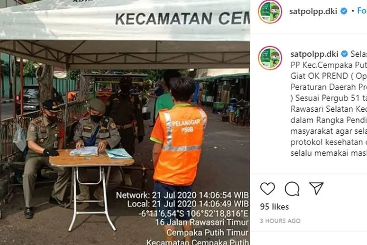 Razia masker Satpol PP DKI Jakarta. Instagram: @satpolpp.dki