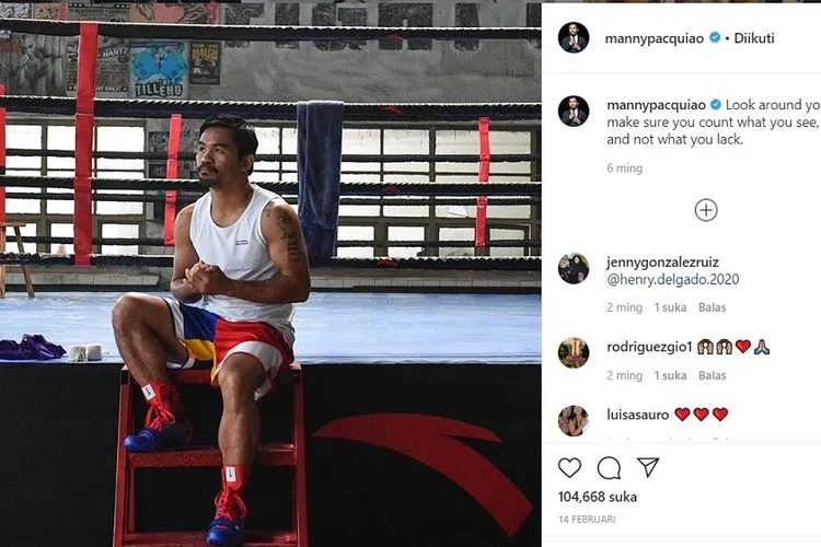Petinju kelas dunia  Manny Pacquiao. Isntagram: @mannypacquiao