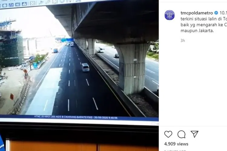 Pantauan kondisi Tol Japek dari TMC Polda Metro Jaya/ instagram