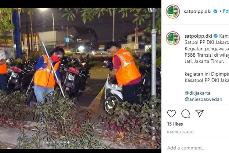 sebagai ilustrasi. Satpol PP memberikan sanksi sosial kepada pelanggar PSBB/ instagram