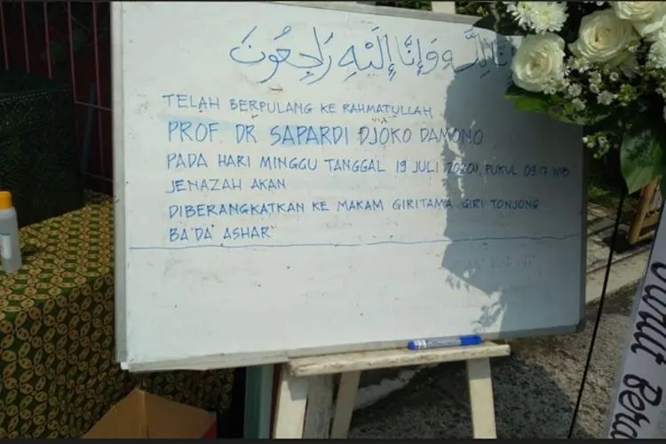 Info pemakaman penyair Sapardi Djoko Damono/Istimewa