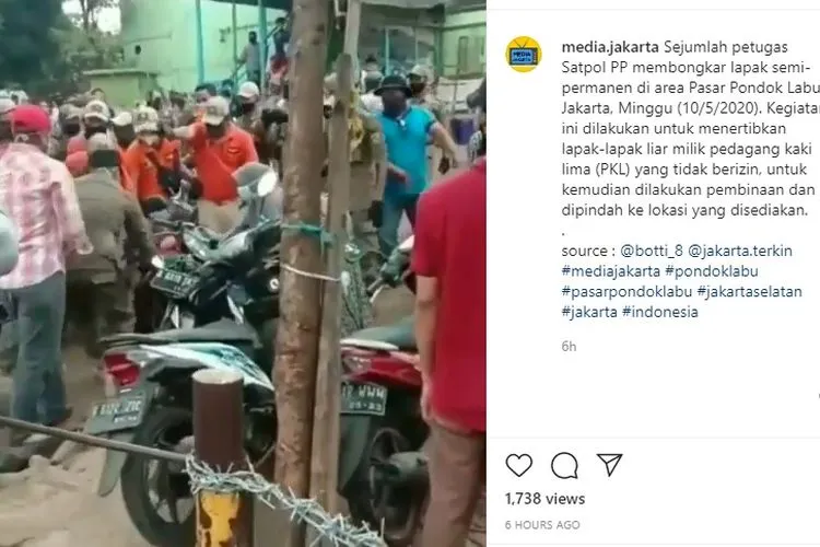 Kericuhan terjadi saat penetiban di Pasar Pondok Labu, Cilandak, Jakarta Selatan. (instagram)