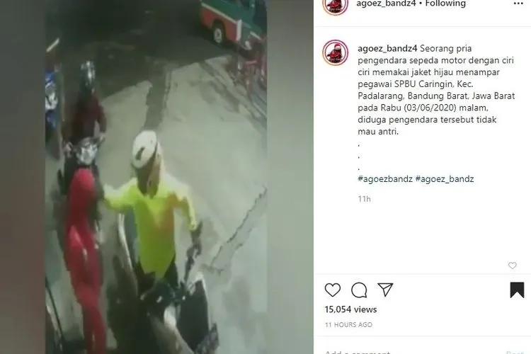 Pengendara Honda PCX yang tampar petugas SPBU. (Instagram/@agoez_bandz4)
