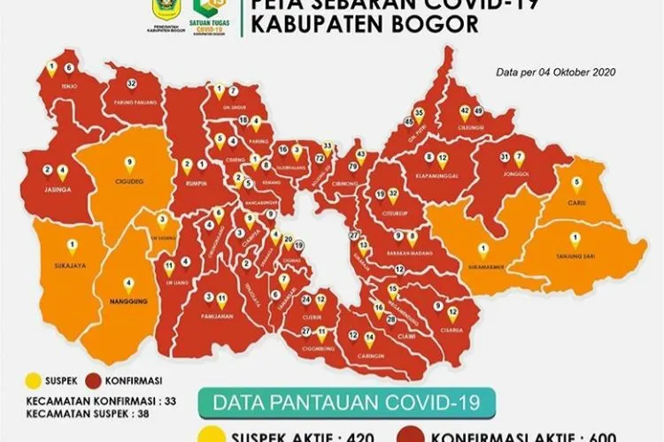 Peta Sebaran Covid-19 Kabupaten Bogor (dok)