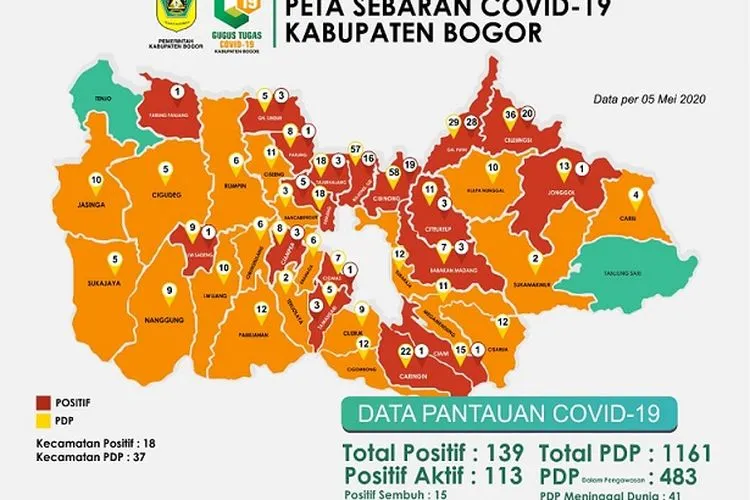 Peta sebaran COVID-19 Kabupaten Bogor (Gugus Tugas COVID-19 Kabupaten Bogor)