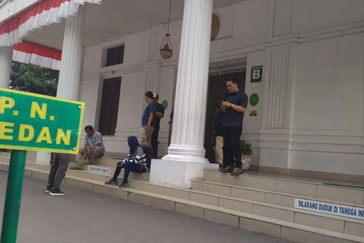 Suasana PN Medan usai OTT KPK. (Liputan6.com/Reza Efendi)