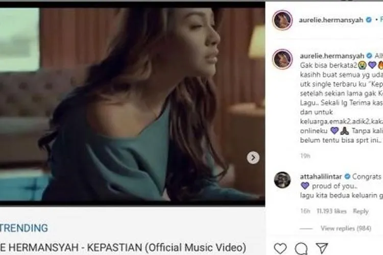 Video klip Kepastian Aurelie Hermansyah di YoutTube. (YouTube)
