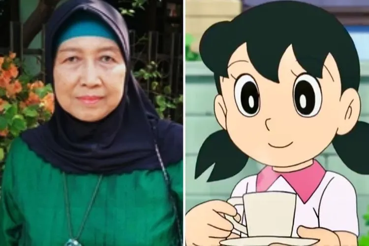 Prabawati Sukarta dan karakter Shizuka di serial animasi Doraemon