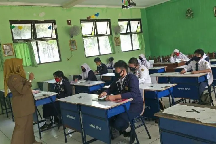 ilustrasi sekolah new normal/ Republika