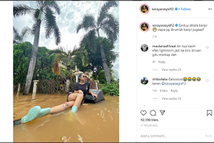 Soraya Rasyid salah satu selebriti yang terdampak banjir. (instagram: @sorayarasyid12)