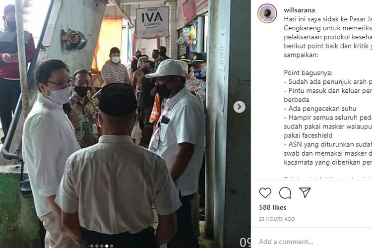 Anggota DPRD DKI Jakarta, William Aditya Sarana saat berkunjung di Pasar Jaya Cengkareng/ instagram
