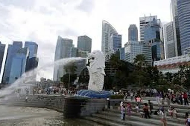 Patung Singa, ikon Singapura. (dok Republika)
