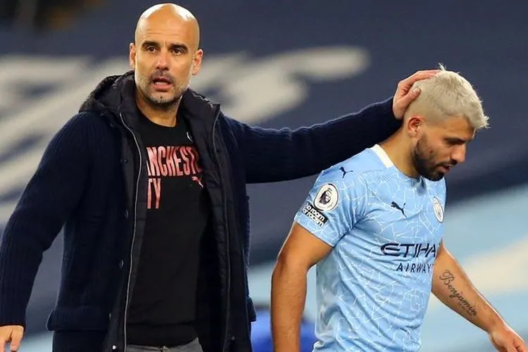 Pep Guardiola bersama Sergio Aguero (sky sports)