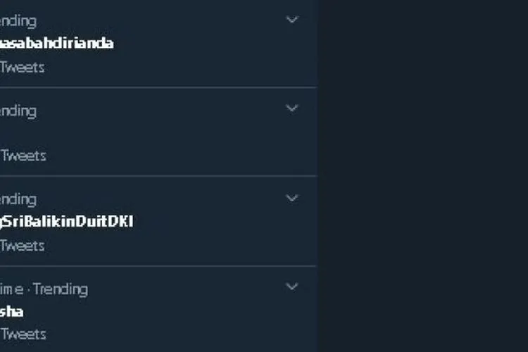 Tagar #JengSriBalikinDuitDKI trending topic Twitter. (Twitter)