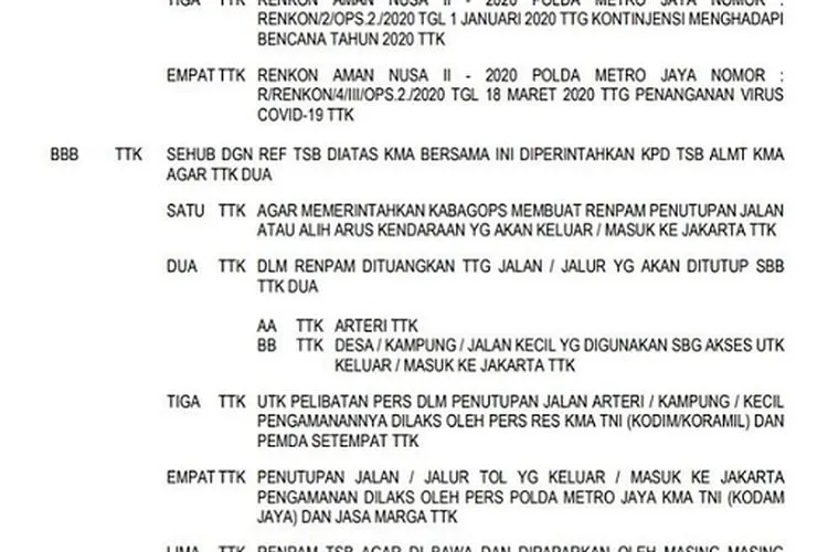 Surat telegram Kapolda Metro Jaya
