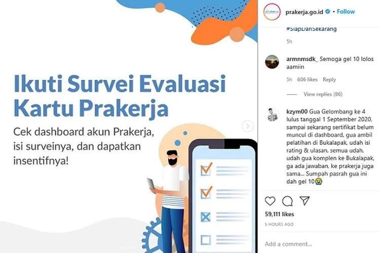 Pendaftaran Prakerja Gelombang 10 Sudah Ditutup, Yuk Ikutan Survei Evaluasi, Ada Insentif Rp50 Ribu/ilustrasi