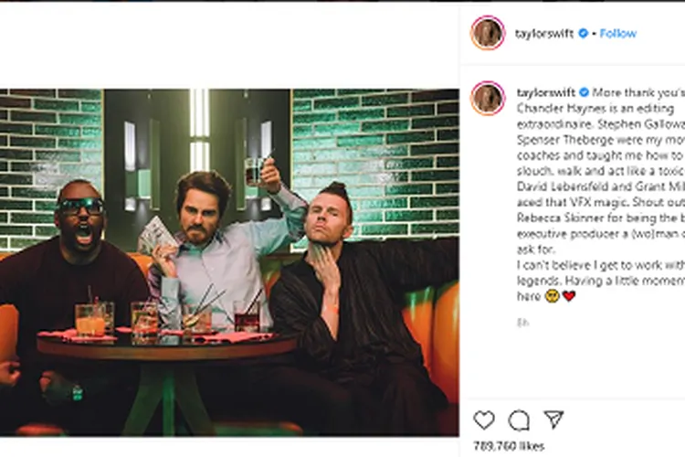 Salah satu momen yang diabadikan Swift bersama para profesional yang mensukseskan album The Man. ( instagram : @taylorswift)