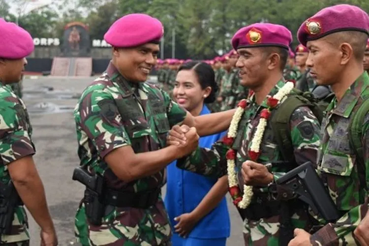 Wadan Pasmar 1 Kolonel Marinir Muhammad Nadir menyambut Satgas Pam Papua/Puspen TNI
