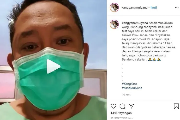 Wakil Walikota Bandung, Yana Mulyana, mengumumkan positif Covid-19. Instagram: @kangyanamulyana