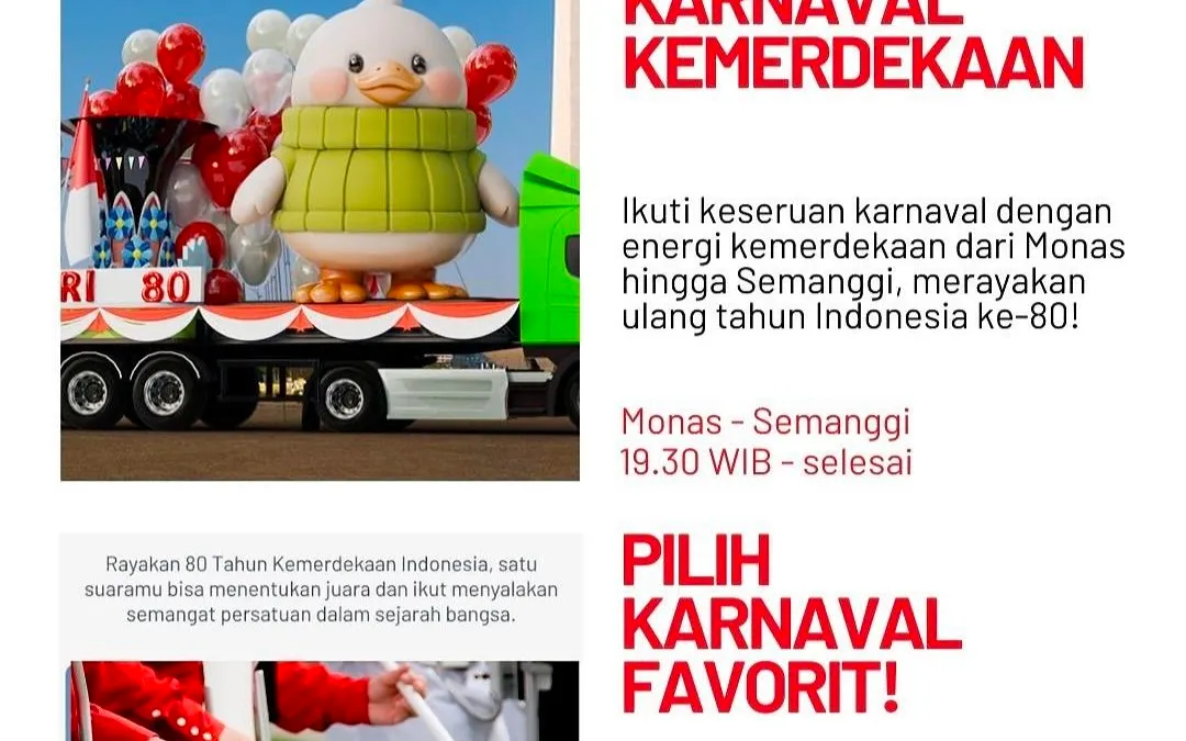 Berikut adalah daftar jadwal pesta rakyat dan karnaval kemerdekaan pada 17 Agustus 2025.