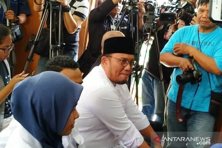 Dahnil Anzar Simanjuntak, Koordinator Juru Bicara, Badan Pemenangan Nasional (BPN) Prabowo-Sandi yang hadir sebagai saksi pada persidangan kasus penyebaran berita bohong yang menimpa terdakwa Ratna Sarumpaet, Kamis (11/4). (Foto ANTARA/ Alya Rahma Widyanti)