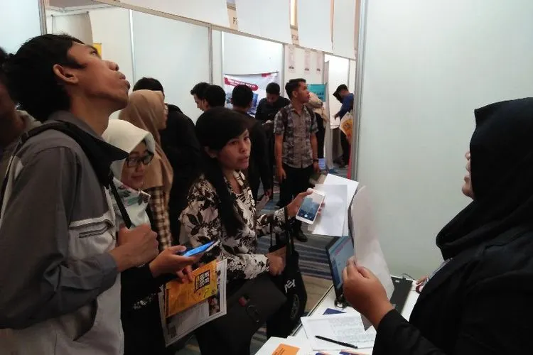 Jobfair nasional Kemenakertrans ke-19 di Haris Hotel Summarecon Bekasi, Bekasi Utara, Kota Bekasi, Kamis (4/4/2019).