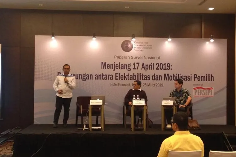 Pemaparan Hasil survei Centre for Strategic and International Studies (CSIS). (Antara)