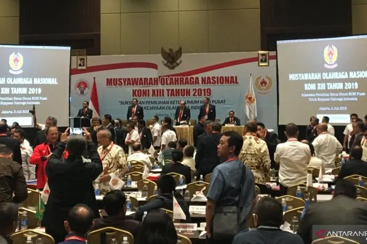 Musyawarah Olahraga Nasional (Musornas) KONI XIII tahun 2019 yang berlangsung di Hotel Sultan, Jakarta, Selasa (2/7/2019). (ANTARA/AstridFaidlatulHabibah)