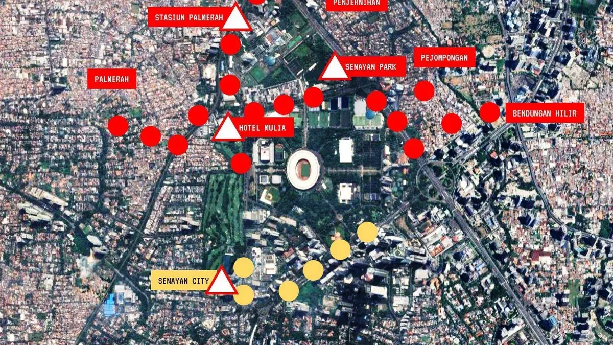 Ada demo mahasiswa Kamis 28 Agustus 2025 hindari Senayan Park, Palmerah, Pejompongan, Penjerinahan, Benhil, Tanah Abang (Sumber: x@barengwarga | Foto: x@barengwarga)