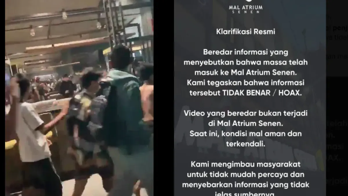 Viral video penjaraham di Mall Atriumsenen faktanya hoax (Sumber: kolase x@sumakanya dan Instagram @mal.atriumsenen | Foto: kolase x@sumakanya dan Instagram @mal.atriumsenen)