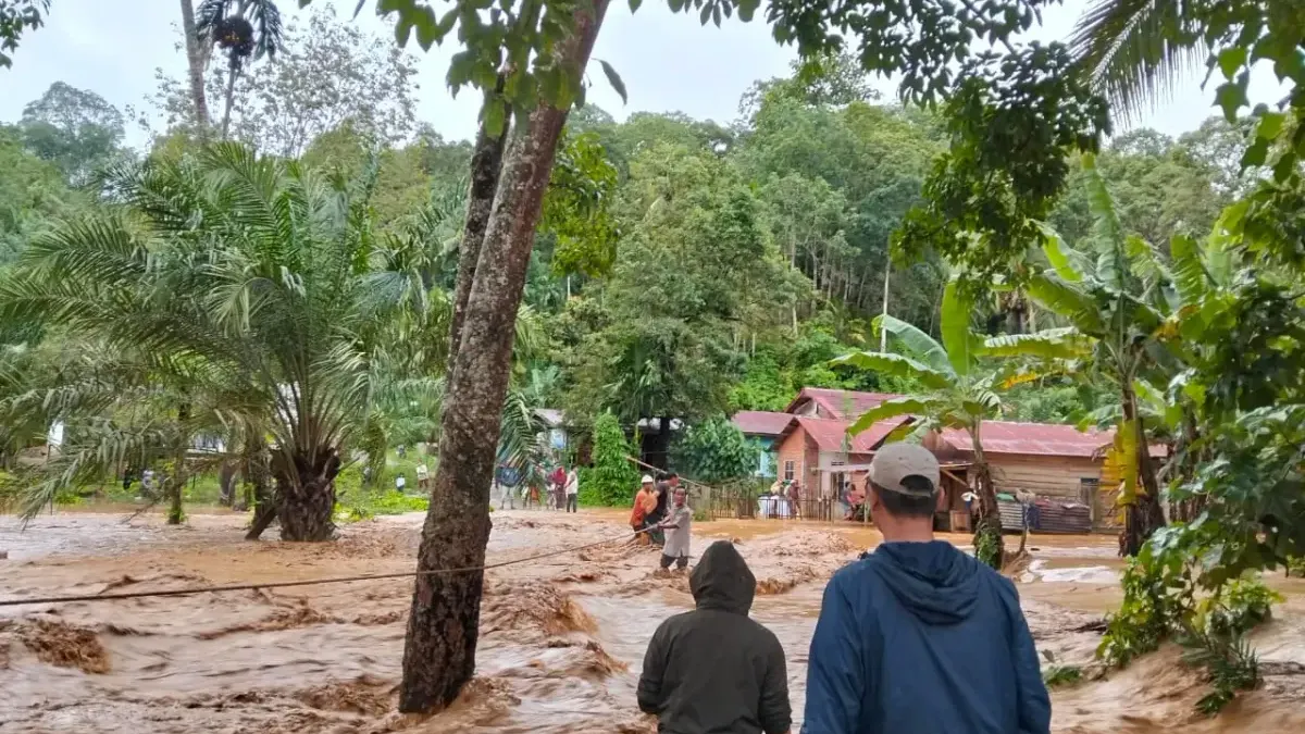 Kondisi banjir yang melanda wilayah Kabupaten Padang Sidempuan, Provinsi Sumatera Utara. (Sumber: BPBD Kabupaten Padang Sidempuan)