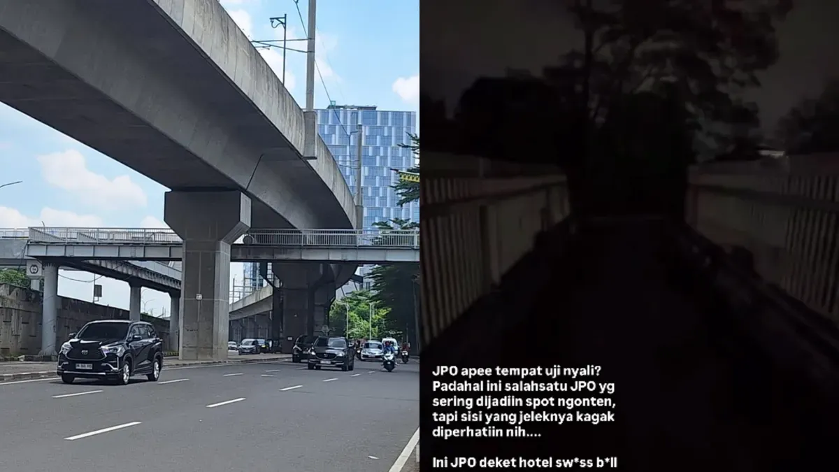 Sudin Bina Marga Jakarta Selatan sudah bersurat terkait matinya lampu penerangan di Jembatan Penyeberangan Orang (JPO) Lebak Bulus. (Sumber: kolase Instagram @ijoeel dan beritajakarta.id | Foto: kolase Instagram @ijoeel dan beritajakarta.id)