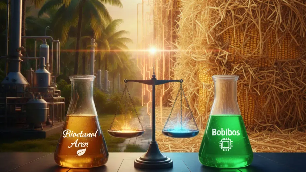 Ilustrasi Bioetanol Aren vs Bobibos (Sumber: Gemini AI)