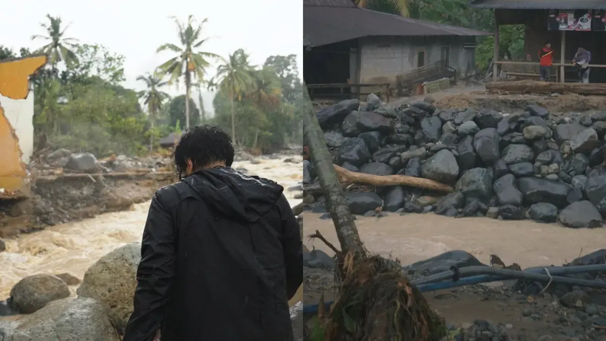Ferry Irwandi Memantau Fenomena fluvial geomorphology di Sumatera Barat. (Sumber: Instagram.com/@irwandiferry)